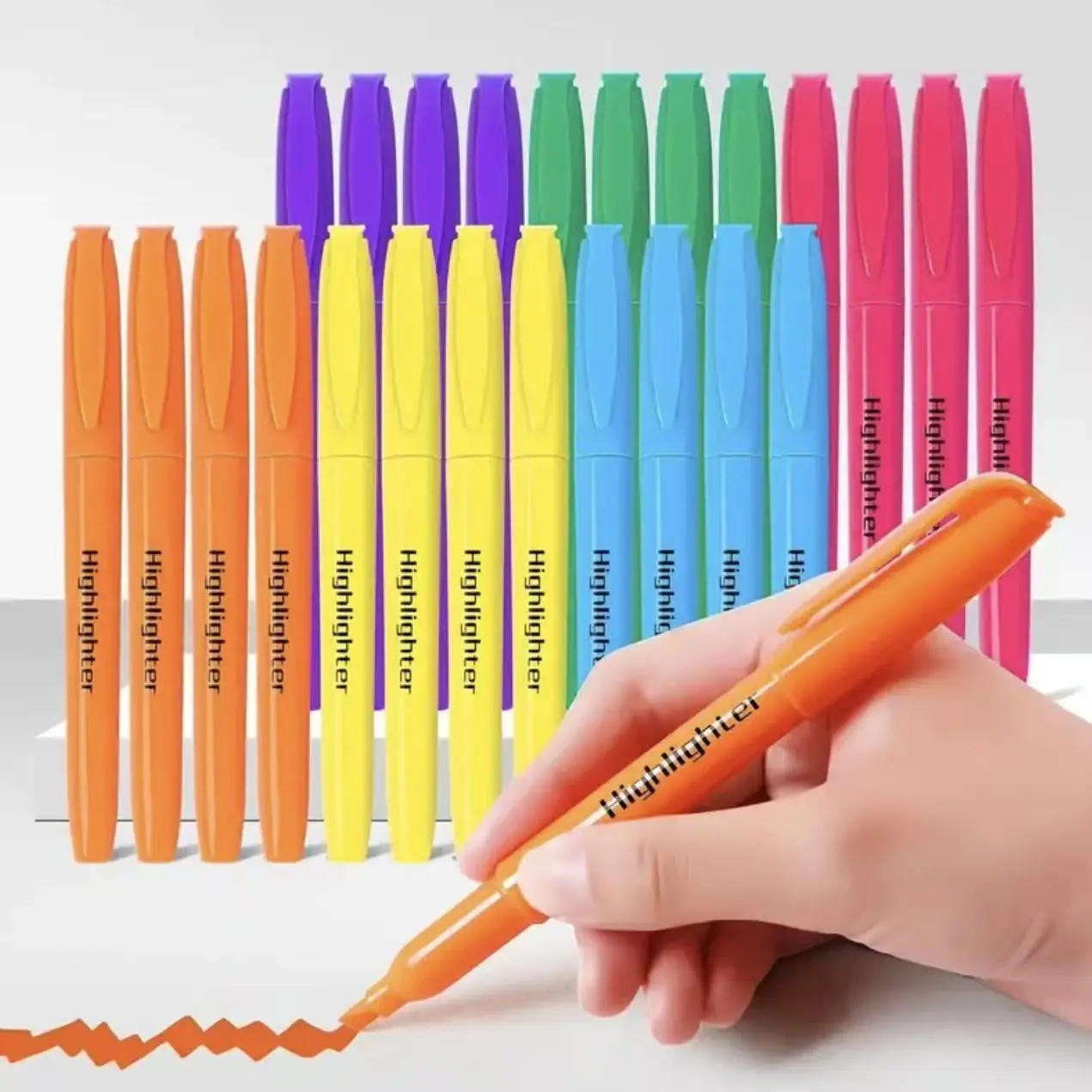 6Pcs Chisel Tip Highlighter Pens Set Colorful Fluorescent Markers Quick Dry No Bleed Highlighters For School Office Stationery