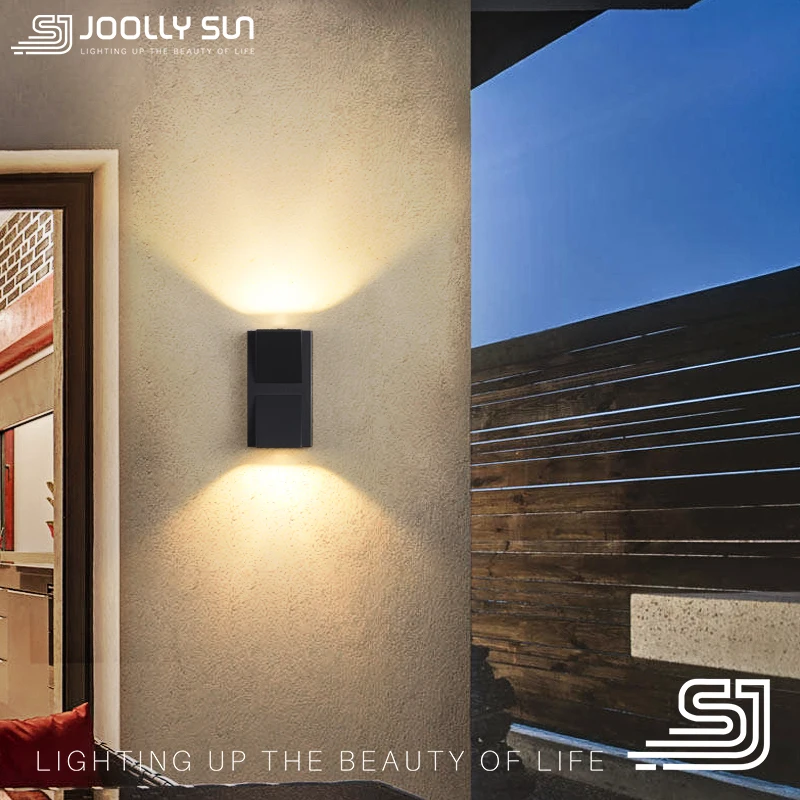 Joollysun โคมไฟติดผนัง LED, โคมไฟกันน้ำสำหรับระเบียงลานบ้านกลางแจ้งระเบียงการตกแต่งบ้านแบบทันสมัยรั้วสวนวิลล่า