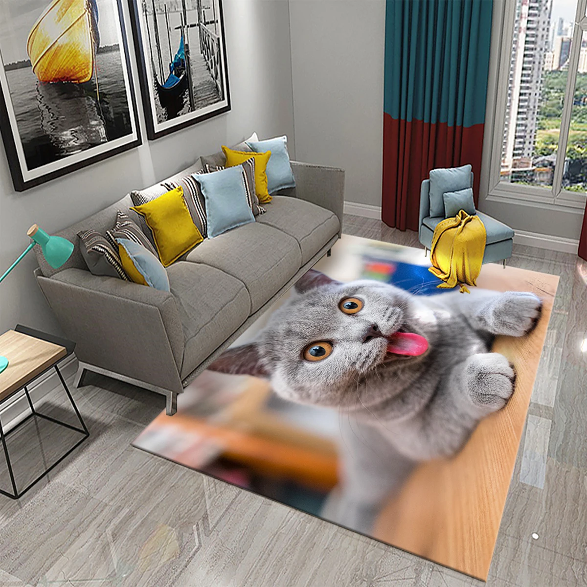 

3D ковер с милым котом и животным узором для гостиной, кухни, ванной комнаты, спальни, входная дверь, противоскользящий ковер для домашнего декора пола