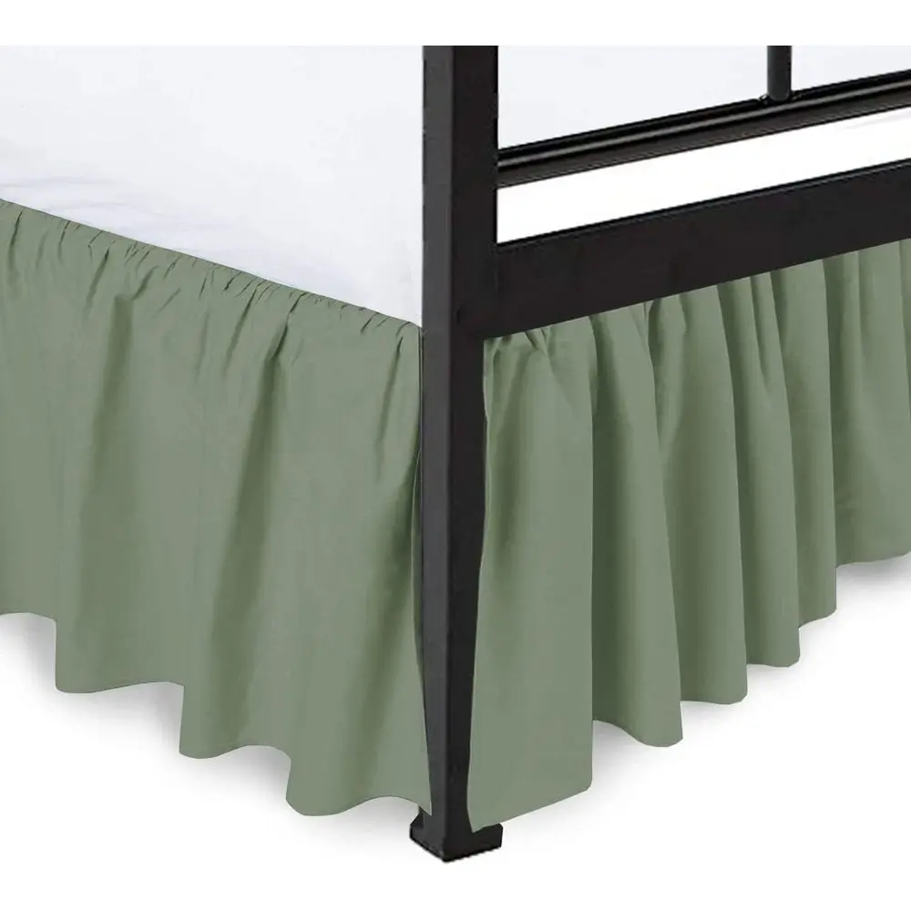 

Sage Solid, King Size Dust Ruled Bed Skirt, 800 Thread Count 100% Egyptian Cotton 15" inch Drop Split Rule Bed Skirt, Wrinkle &