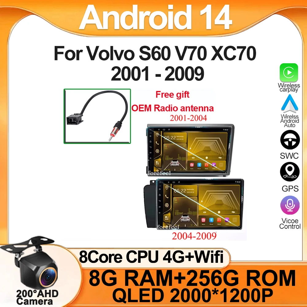 

Car Android 7862 For Volvo S60 V70 XC70 2001 - 2009 Auto Radio Stereo Touch QLED Screen Multimedia Player WIFI GPS Bluetooth DVD