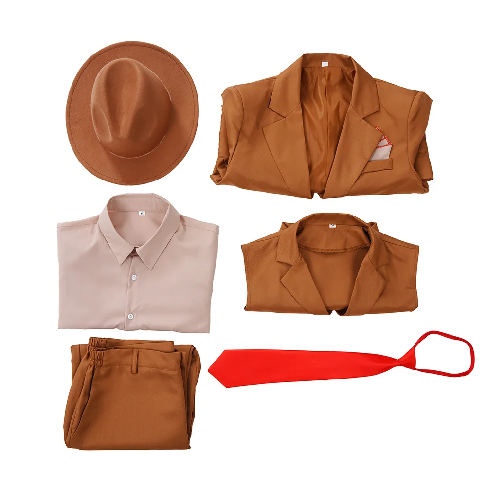 Adult Men Vecna Cosplay  Henry Creel Costume Disguise Blazer Coat Pants Hat Shirt Tie Clothing Set Halloween Carnival Party Suit view 6