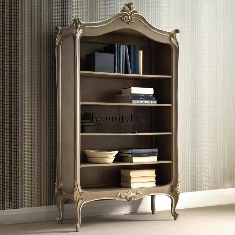 

Solid wood carving flower display cabinet French retro old dining side cabinet