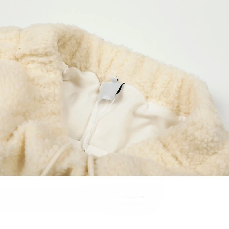 American Splicing Color-Block Lamb Wool Cotton Women's Trousers Autumn Winter Loose Thickened Warm Wide-Leg Straight Pants Girl