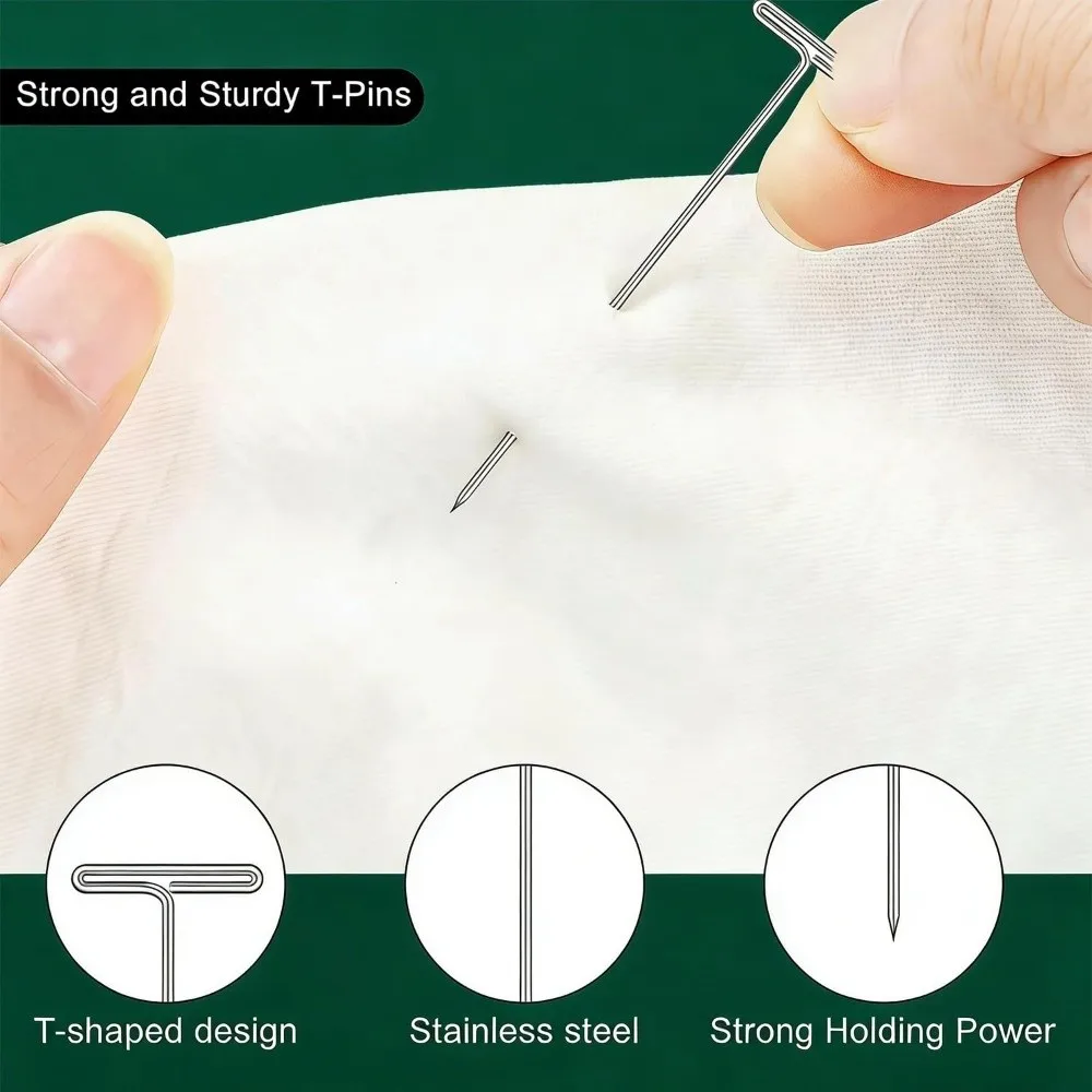100Pcs 27/32/38/45/51/53mm T Pins Straight Pins Professional Blocking Knitting Pins Multi-Purpose Durable Positioning Needle