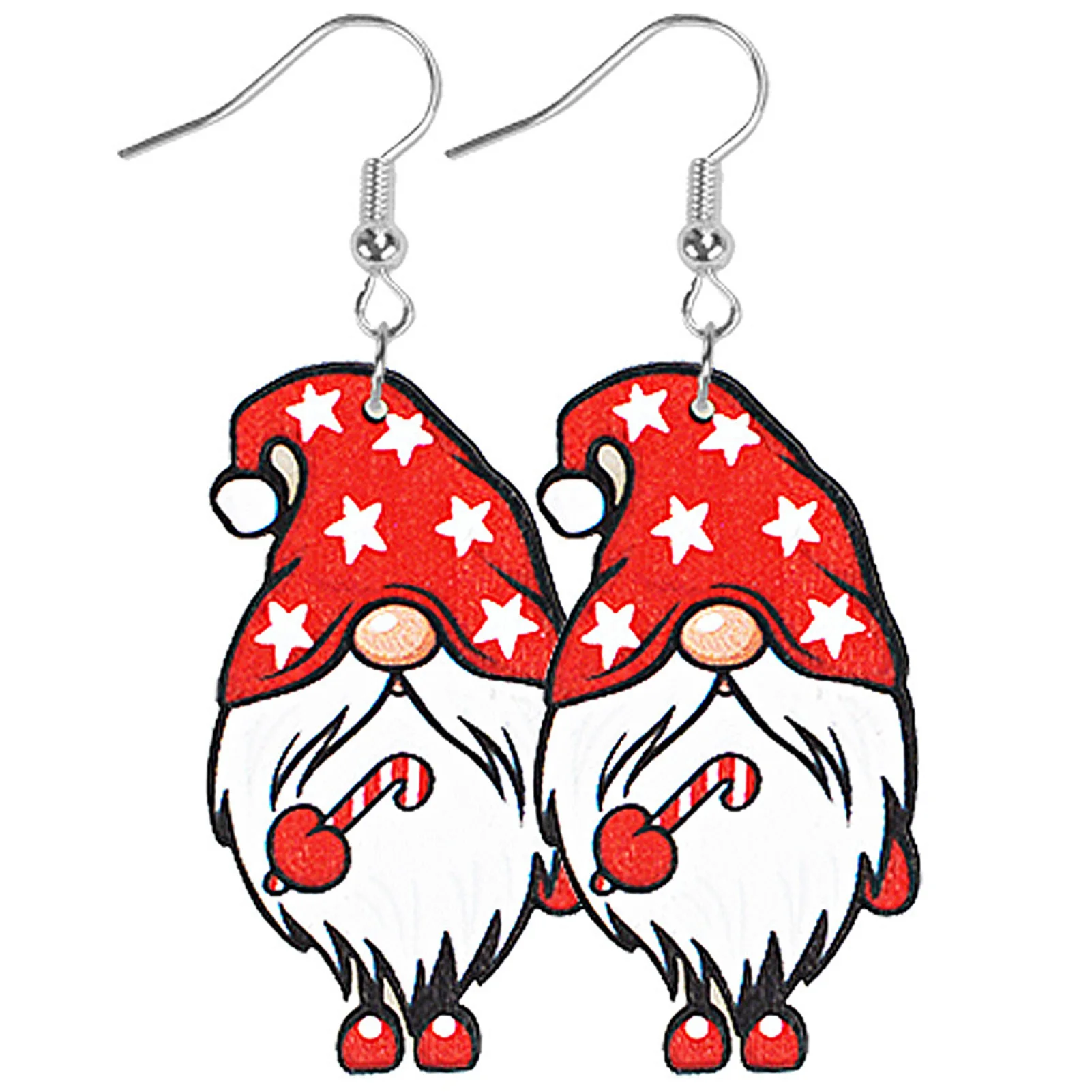 Christmas Dangle Earrings Christmas Faceless Gnomes Faux Leather Earrings Xmas New Year Party Earrings