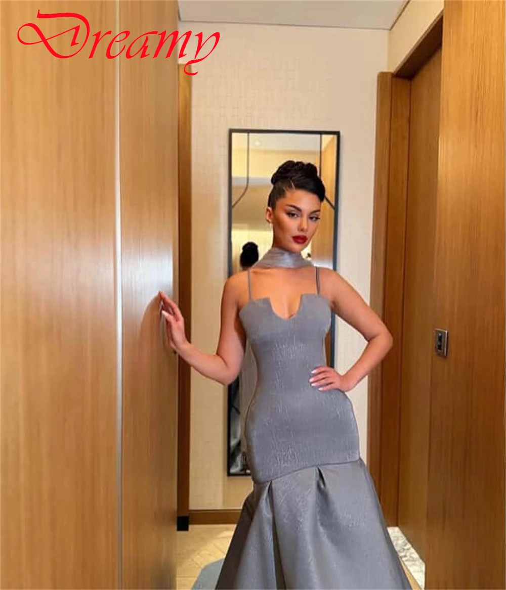 Customized Exquisite silver Satin Evening Dress Delicate Strapless Spaghetti Straps Cocktail Dress Modern Special Occasion Gowns
