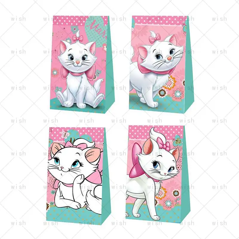 The AristoCats Paper Gift Bag Girl Birthday Party Supplies Marie Cat bag Cookies Candy Snack Bag Baby Shower Wed Decor