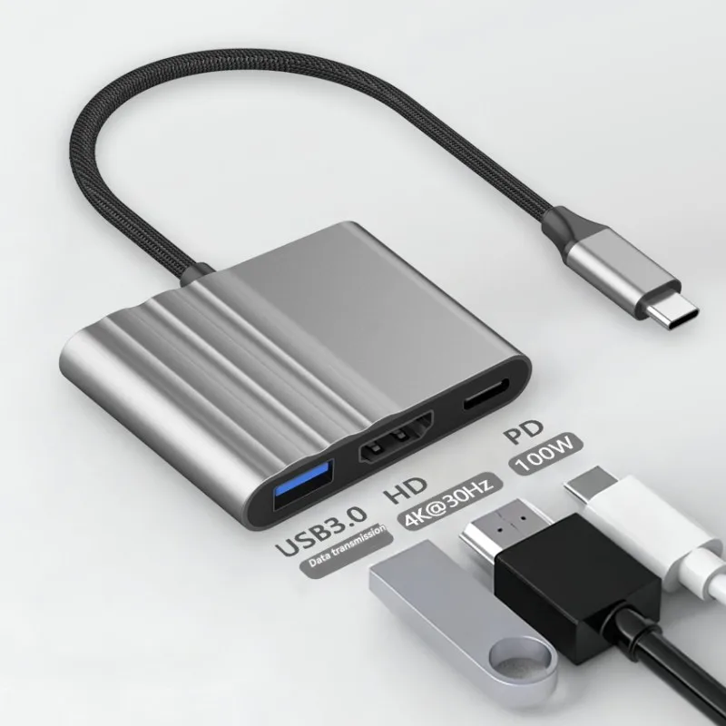 

Precisionn High-Speed 5Gbps USB-C Hub 3-In-1 Featuring -Compatible, PD Charging, And USB Expansion Functionality Transfer
