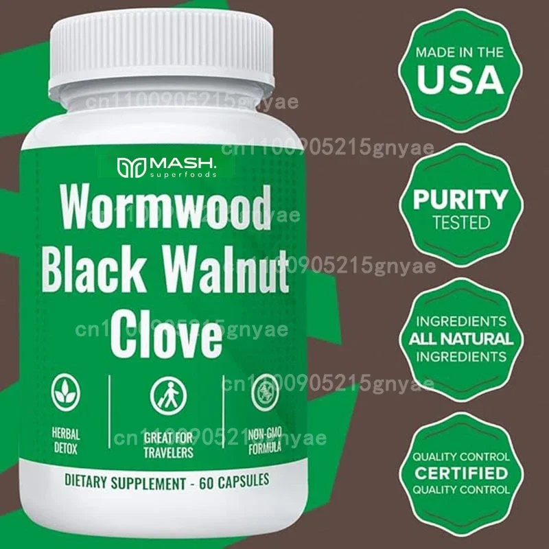 Wormwood Black Walnut Lilac Capsules - Intestinal Cleansing and Protective Formula Supplement, Pure Herbal Plant Capsules