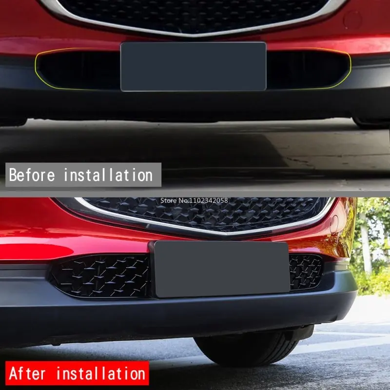 For Mazda CX-30 CX30 2022 2023 Front Lower Bumper Grill Grille Moulding Cover Front Bottom Middle Net Decoration accessories