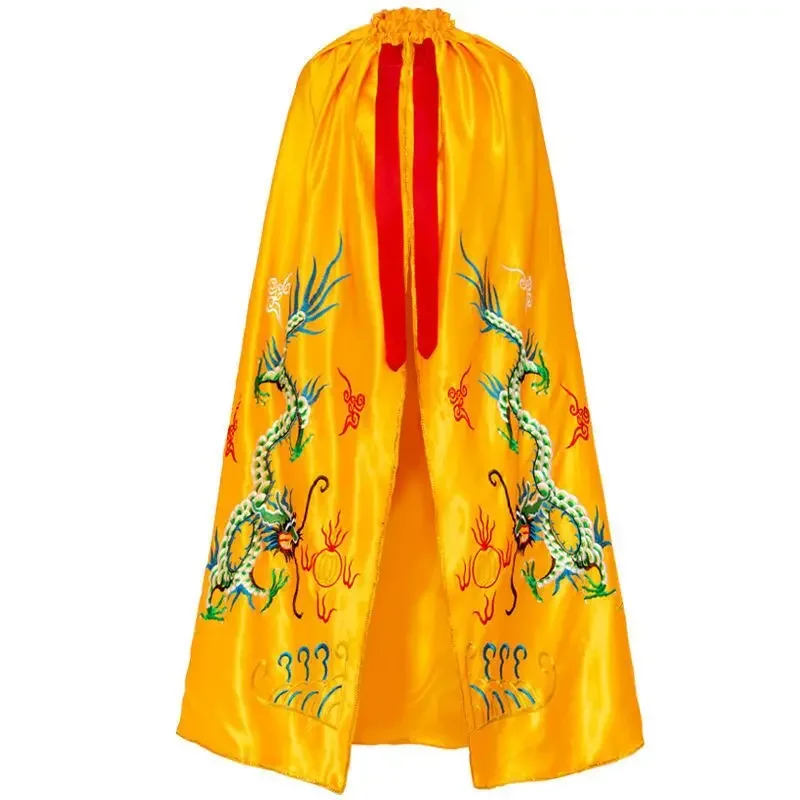 

Chinese Ancient Emperor Emperess Cape Embroidery Dragon Phoenix Style Black Long Cloak Pattern Chivalrous Expert Princess Cape