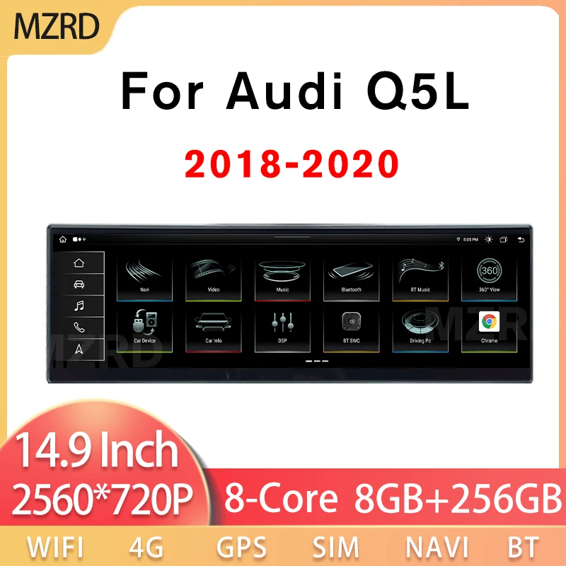 

MZRD 14.9'' Android 14 Wireless Carplay Auto For Audi Q5L LHD 2018-2020 Car Multimedia Player Headunit BT GPS Navigation DSP