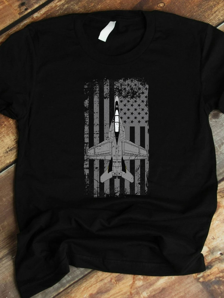 

F-18 Hornet Pilot,American Flag,Fighter Jet Pilot design-100% cotton summer casual O-neck short sleeve printed men's T-shirt.
