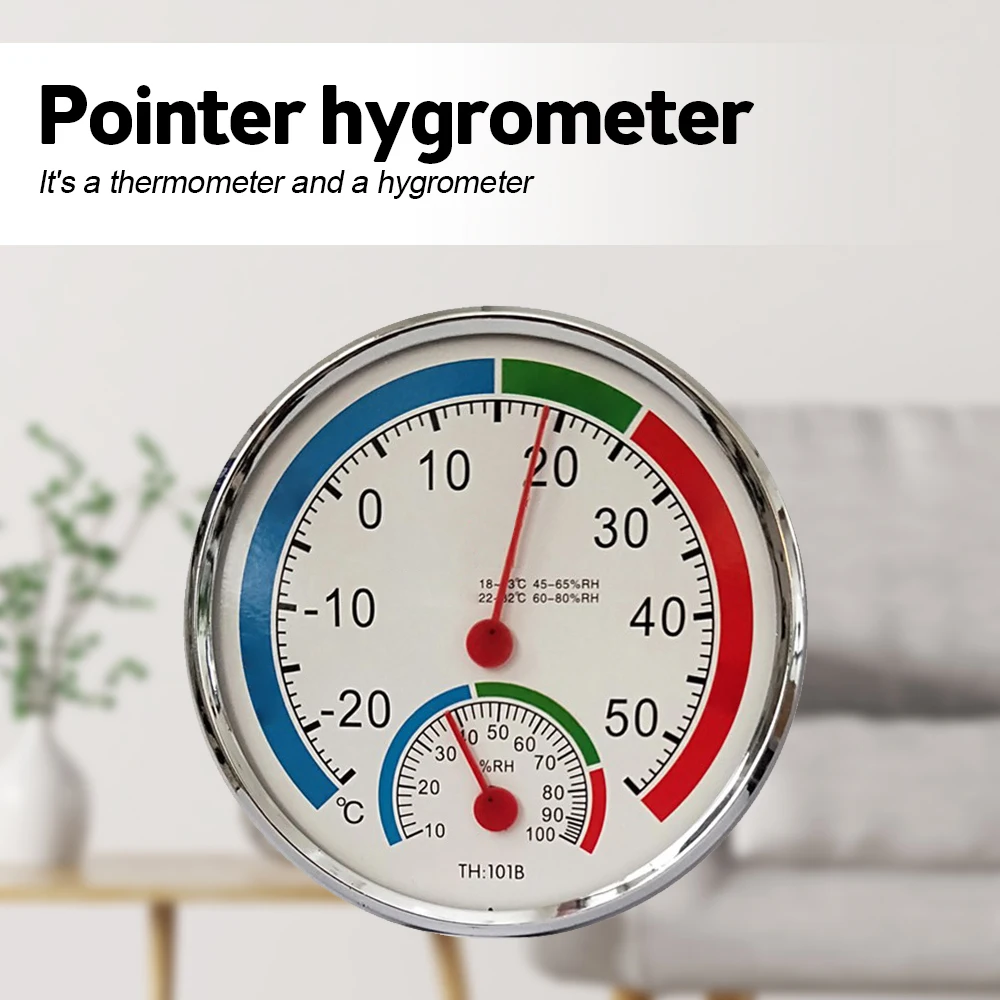 Pointer Thermometer Thermohygrometer Hygrometer Indoor Outdoor 2 In 1 Wall-mounted Desktop Temperature Humidity Meter Household