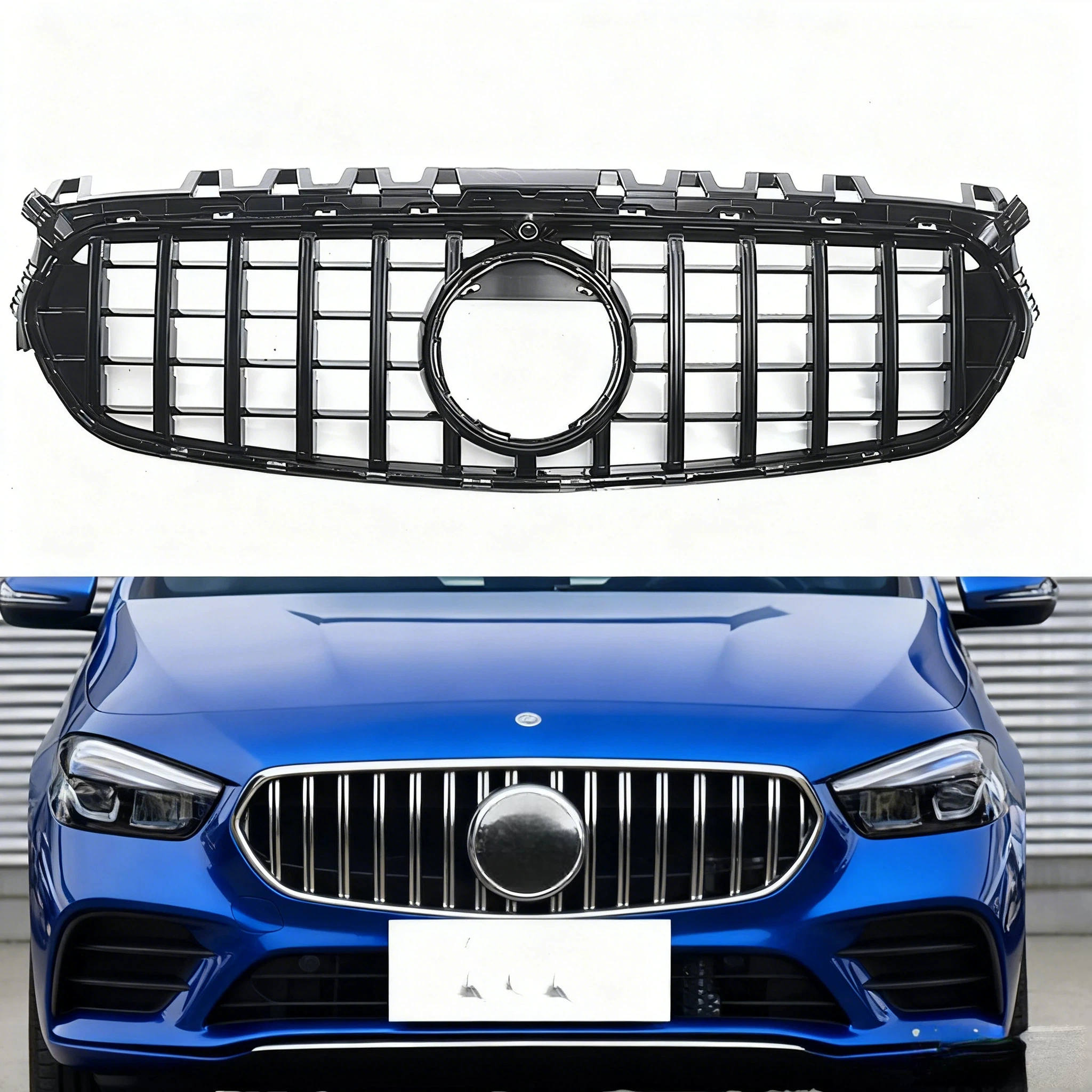 

Front Grille For Mercedes Benz B-Class W247 2020 2021 2022 GT R Style Black/Silver Car Upper Bumper Intake Hood Mesh Grid Grill