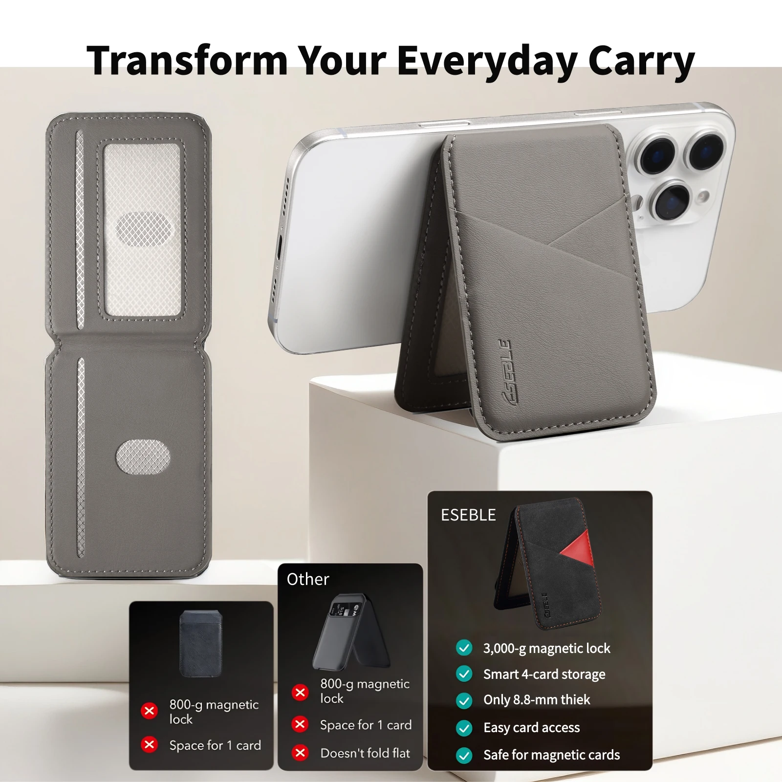 Premium PU Leather For MagSafe Magnetic Phone Card Holder For iPhone Samsung Series RFID Anti-skimming Bank Card Pocket