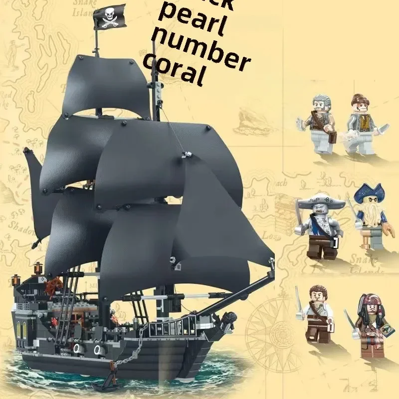 MOC Pirates Of The Caribbean Ship Revenge Warship Black Pearl Sailboat Building Block Bricks MOC 4195 Assembly Toys Kid Gift