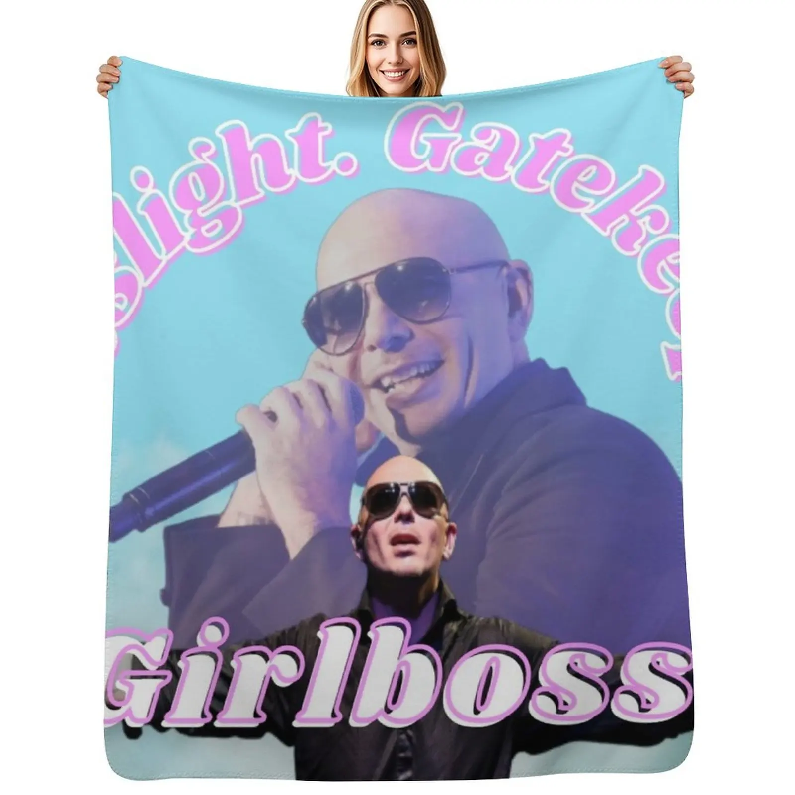 

mr worldwide says to girlboss Throw Blanket Lightweight Cozy Blanket for Bed Sofa