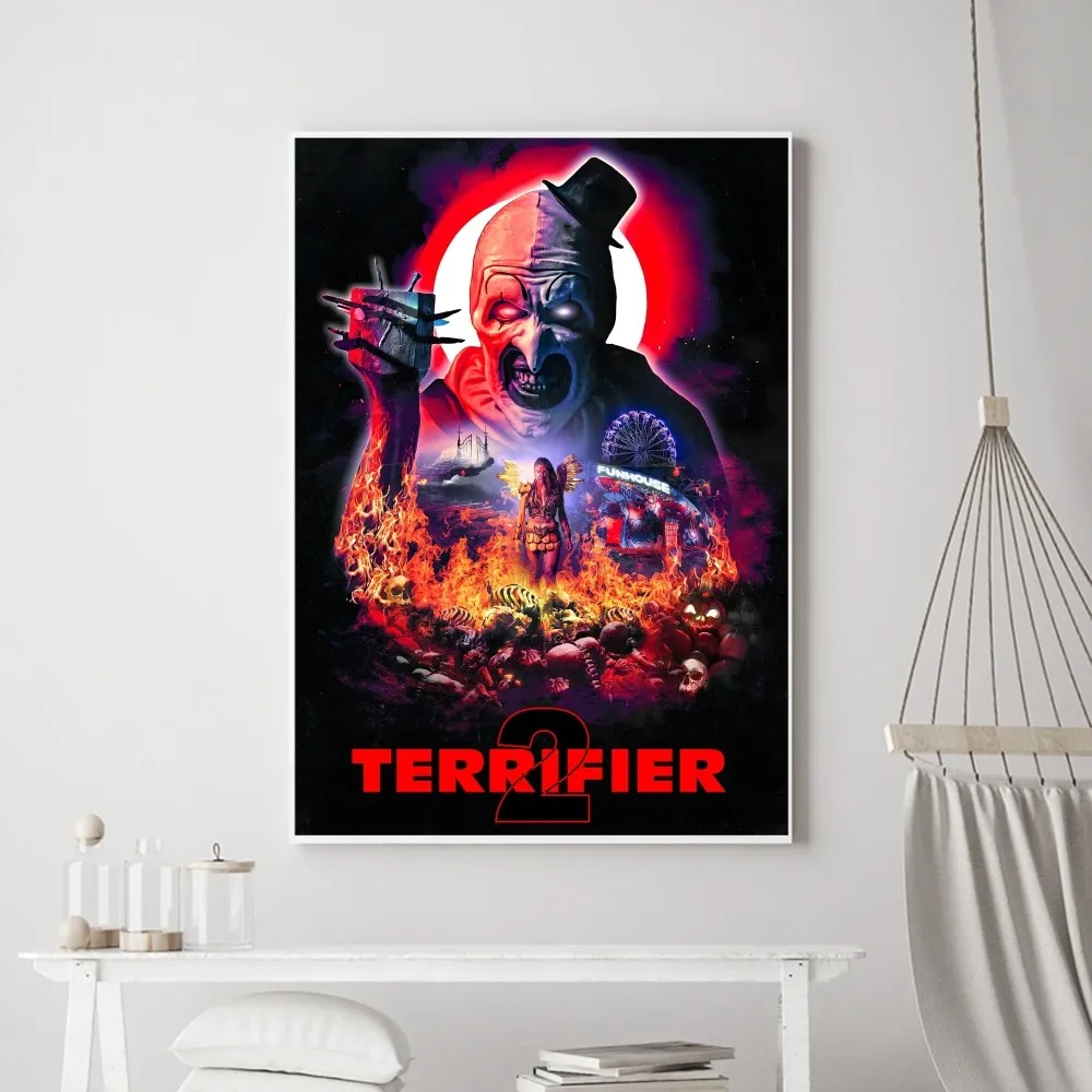 T-Terrifier 3 2 1 Horror Movie Poster Prints Poster Wall Painting Bedroom Living Room Wall Bar Restaurant Sticker Large