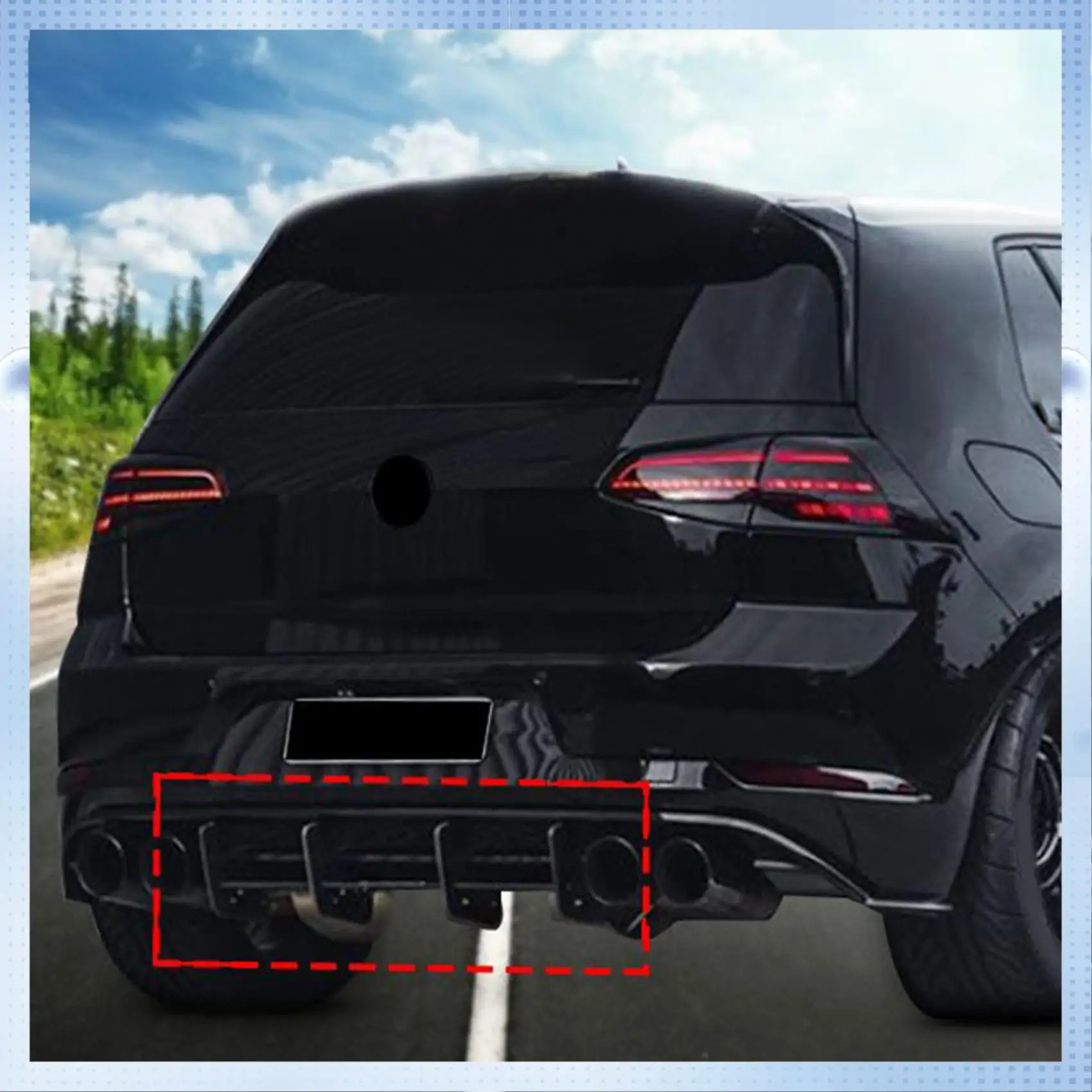 

B07A-Car Rear Bumper Protector Spoiler Lip Rear Bumper Diffuser Splitter Spoiler Fins Trim