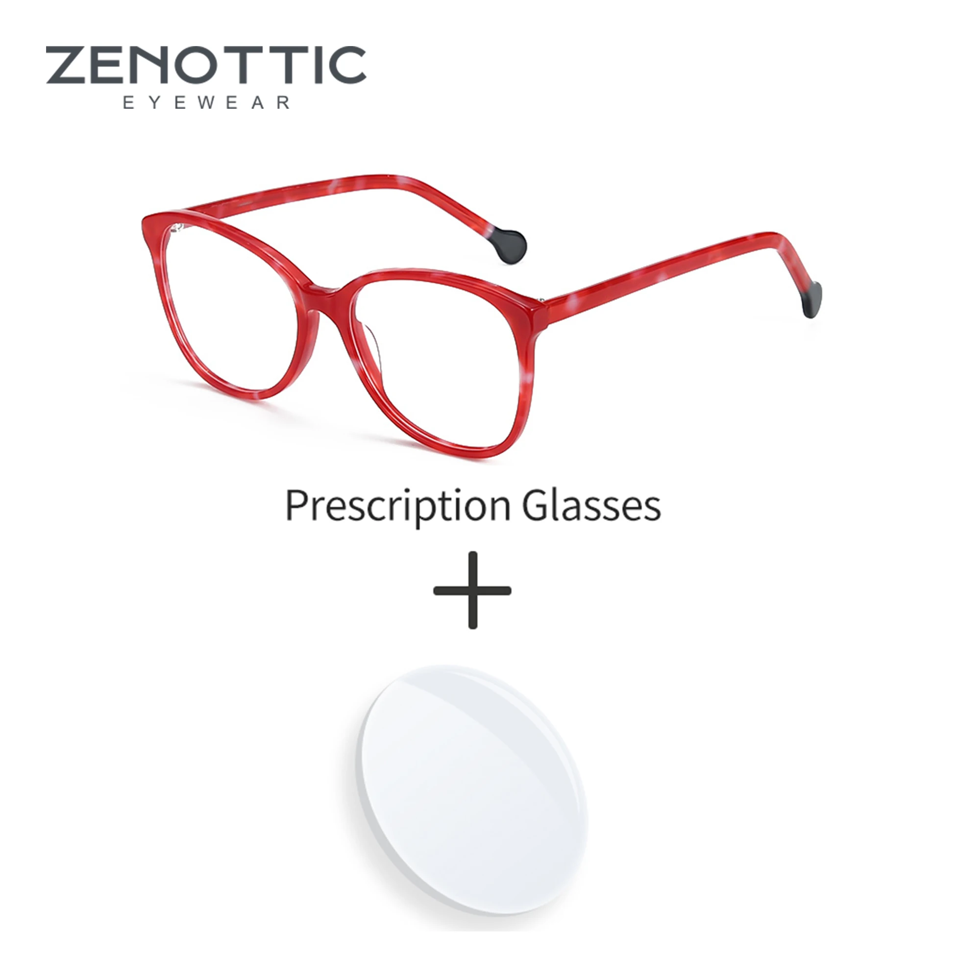 ZENOTTIC Handmade Acetate Prescription Glasses Women Square Optical Eyewear Myopia Hyperopia Progressive Anti-Blu-Ray