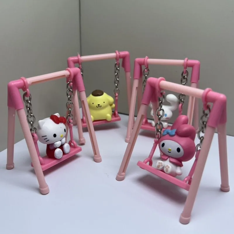 การ์ตูนกาชาปองของเล่นซานริโอ เฮลโล คิตตี้ ปอมปูริน ซินนามอนโรล มายเมโลดี้ แอคชั่นฟิกเกอร์ ของสะสมแบบแกว่งได้ ของตกแต่ง ของขวัญสำหรับเด็ก