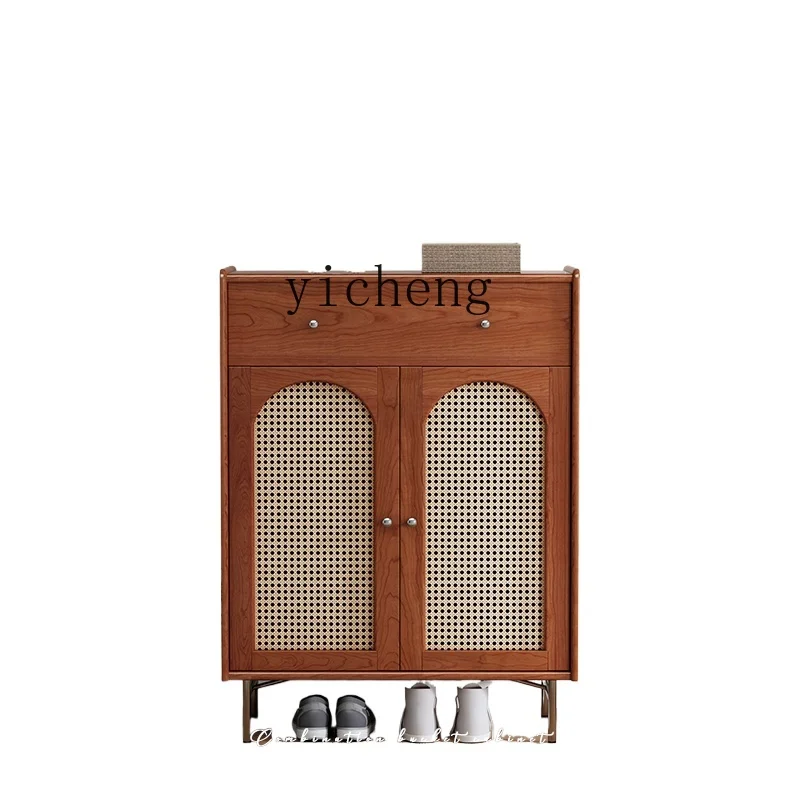 

ZC rattan shoe cabinet medium and ancient style home entrance entrance cabinet new storage solid wood cabinet