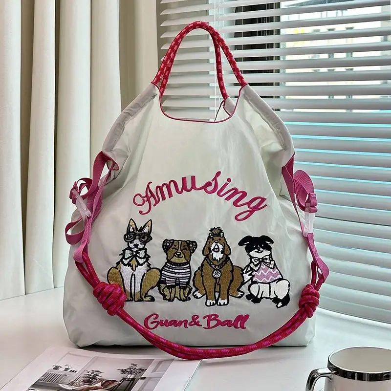 borsa-shopping-in-tela-ecologica-ricamata-con-cane-grande-capacita-borsa-da-pendolare-con-manico-morbido-e-chiusura-a-coulisse-in-nylon