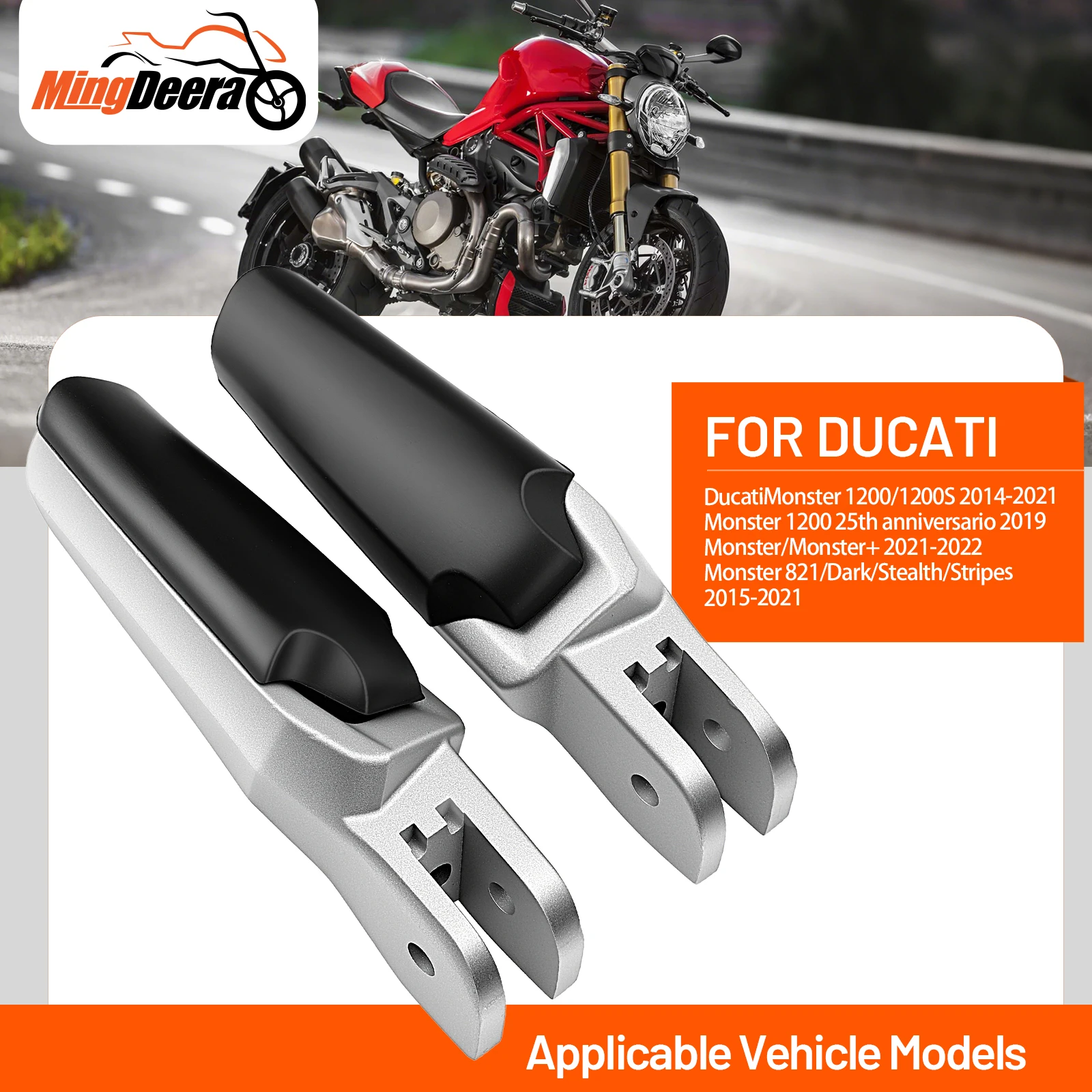 

Motorcycle Rear Foot rests Foot pegs For Ducati Monster 1200 1200s 2014-2021 Monster 821 Dark Stealth Stripes 2015-2021