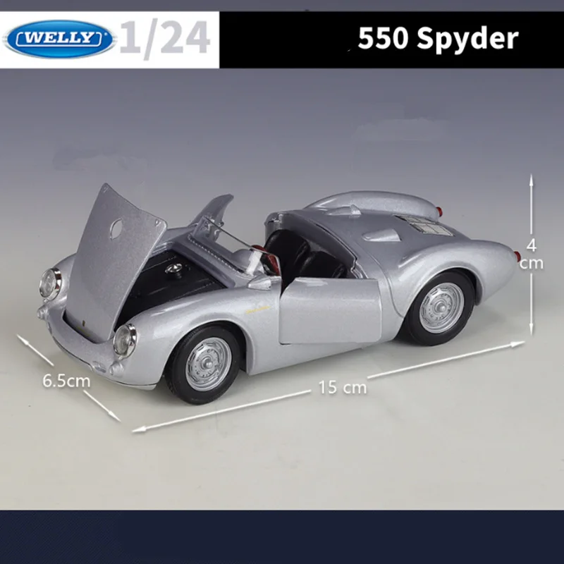 WELLY 1:24 Porsche 550 Spyder Alloy Car Model Diecasts Metal Classic Car Vehicles Model High Simulation Collection Kids Toy Gift