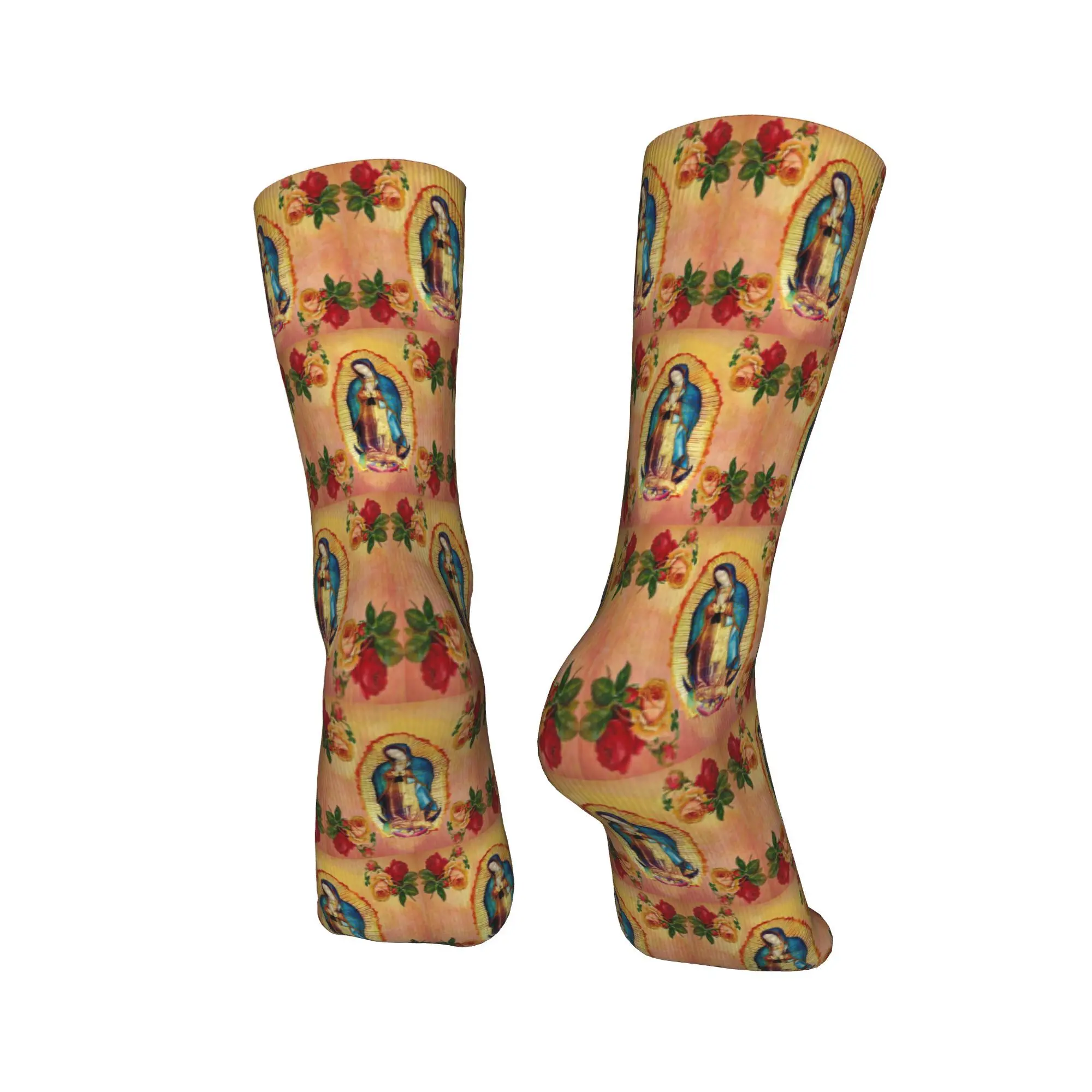 All Seasons Our Lady of Guadalupe Virgin Mary and Roses Socks Harajuku High Quality Stockings Crew Socks Birthday Present