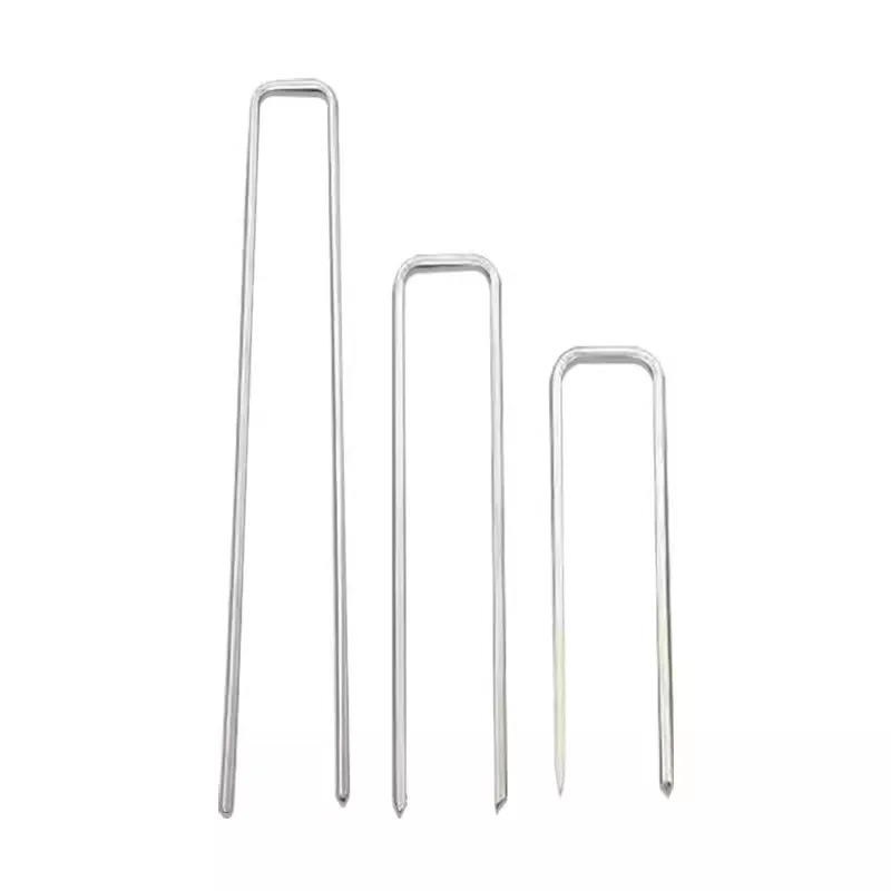 

Metal Garden Stakes 6 Inch Galvanized Landscape Staple Heavy Duty U Shaped Landscape Ground Pin for Securing Weed Barrier Fabric