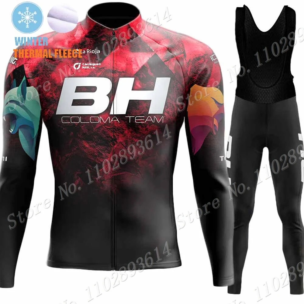 2024 BH Coloma Team Cycling Jersey Set Mens Winter Thermal Fleece Long Sleeve Clothing Suit MTB Bike Road Pants Bib Maillot