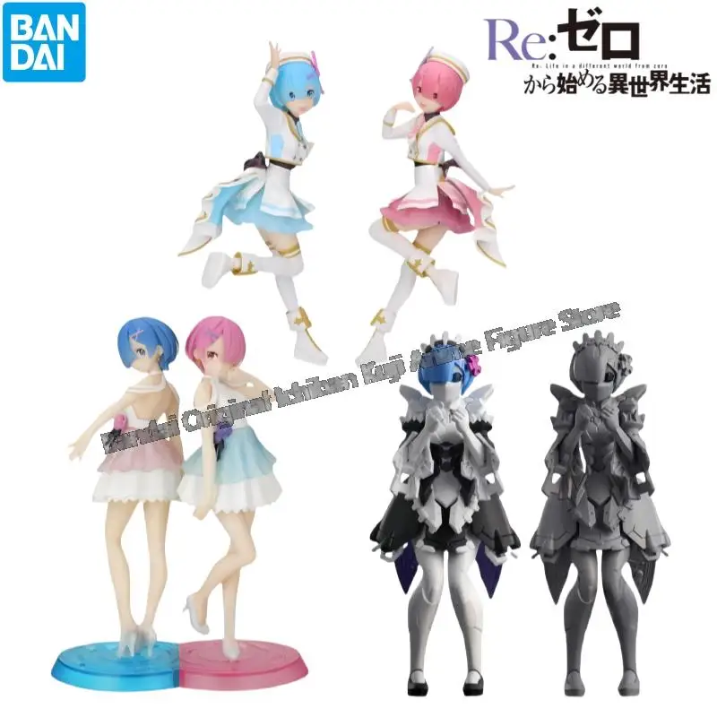 En stock, boîte d'origine Bandai, kit de modélisme Garage Kit, Re Zero Starting Life In Another World, Rem Ram, personnages d'anime, statue originale