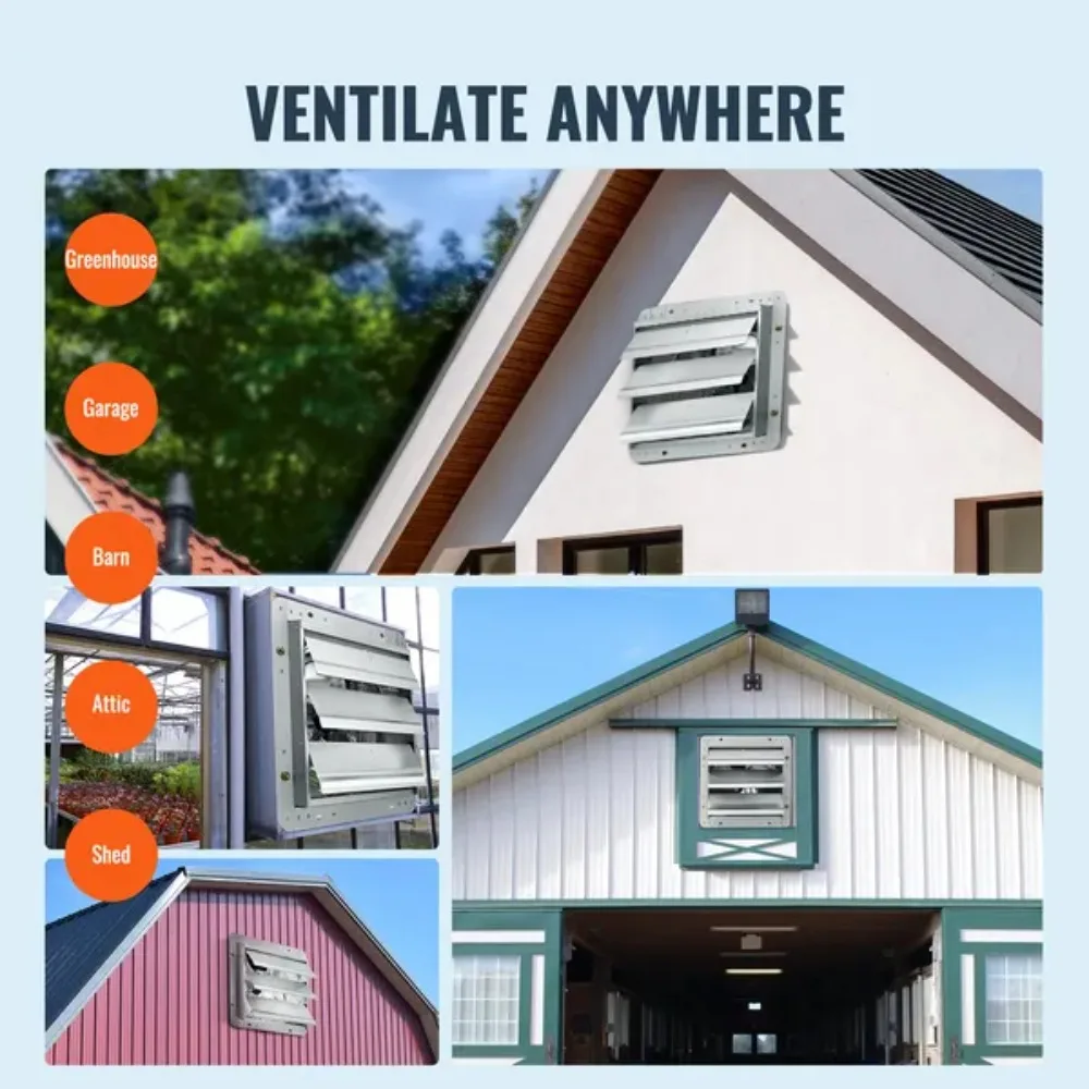 12 '' snelle 1000 CFM wandgemonteerde zolderventilator met wisselstroommotor voor ventilatie van kas, garage, schuur