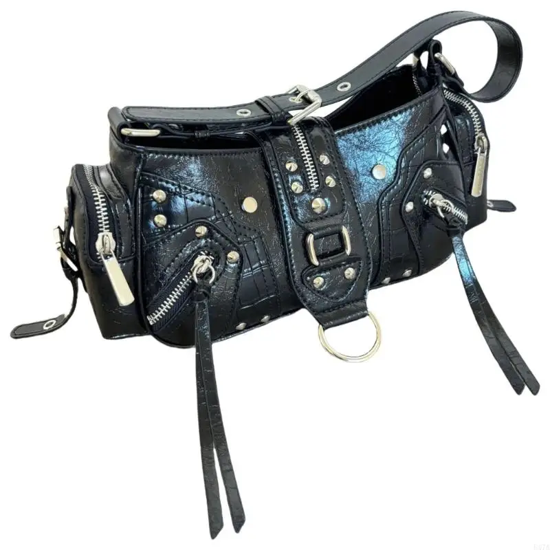 Contemporary Underarm Bag for Women PU Leather Handbag Studded Shoulder Bag 547A