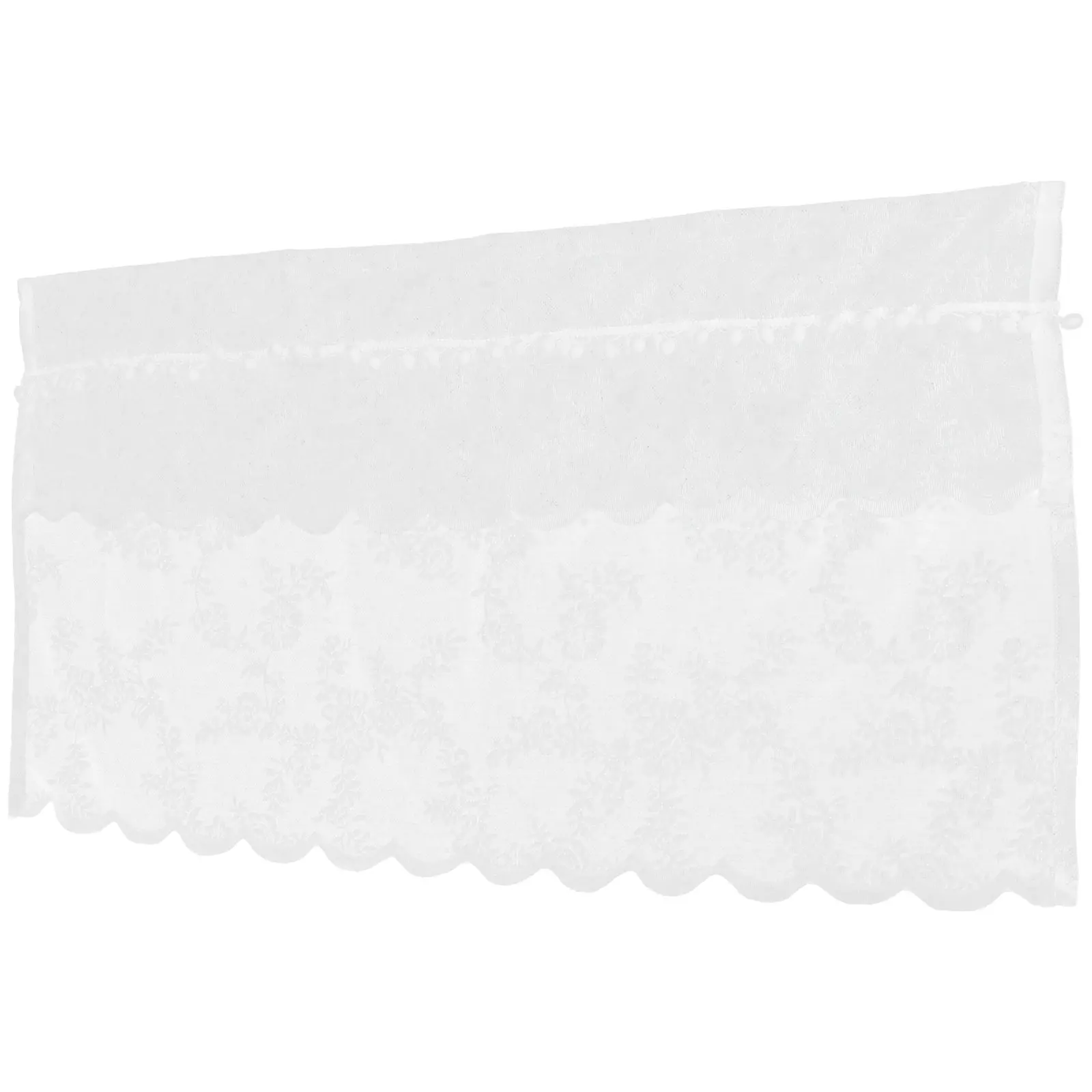 

Lace Tie-Up Balloon Shade Window Curtain Farmhouse Bedroom Kitchen Short Curtains Valance Sun Glare Blocking Easy Wash