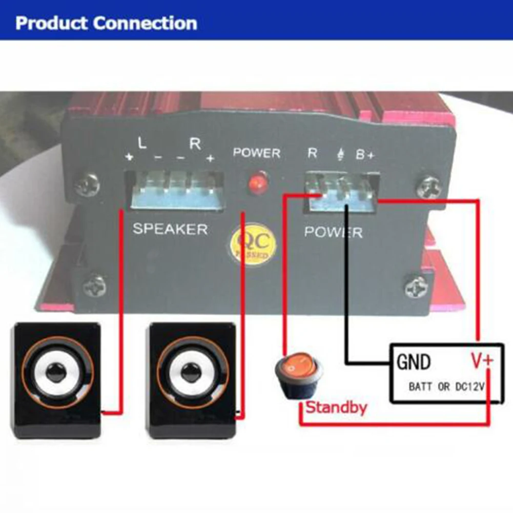 MA150รถมอเตอร์ไซด์500W 12V 2CH เครื่องขยายเสียง2ช่องซับวูฟเฟอร์