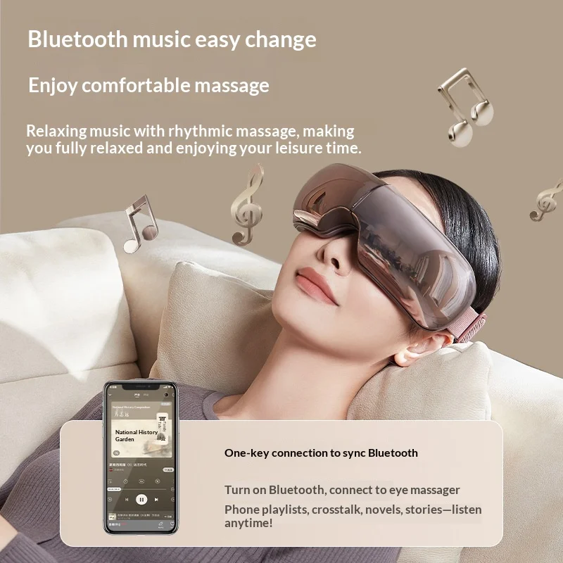 Eye Massager Airbag Massage Hot Compress Eye Mask BT Intelligent Voice Home Visual Protector Musical Function