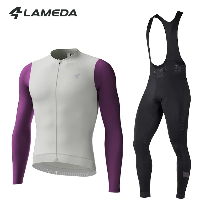 

LAMEDA Men's Cycling Jersey Winter Sets Reflective Pockets Breathable Anti-Slip Hem Windproof Cold Weather Mtb Bicycle Clothing