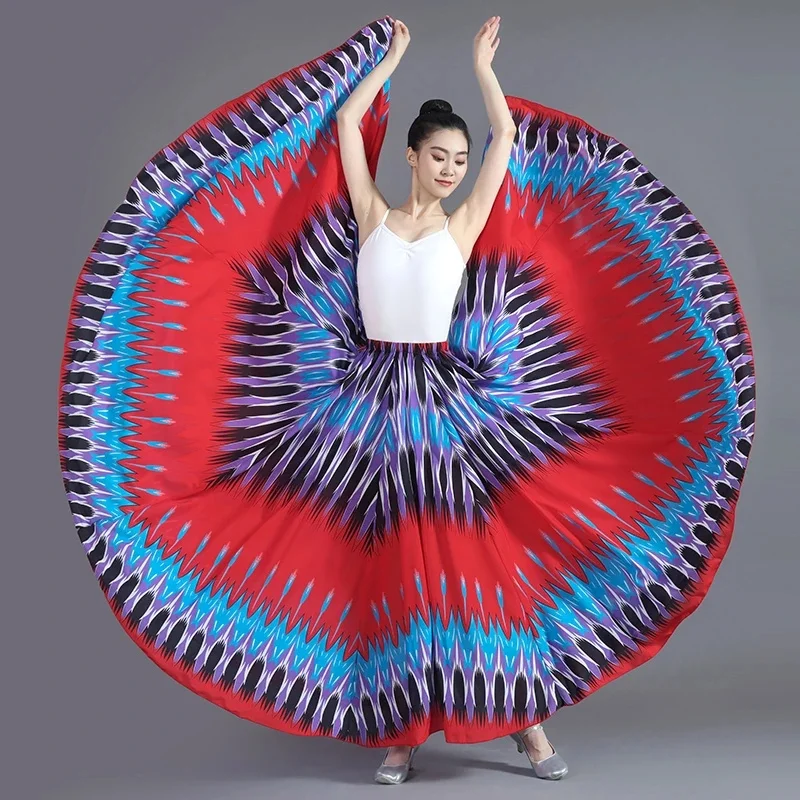 

180 360 540 720 Degrees Large Swing Printing Skirt 2025 NEW Women's Half Skirt Chinese Style Ethnic Clothing Dance Costume