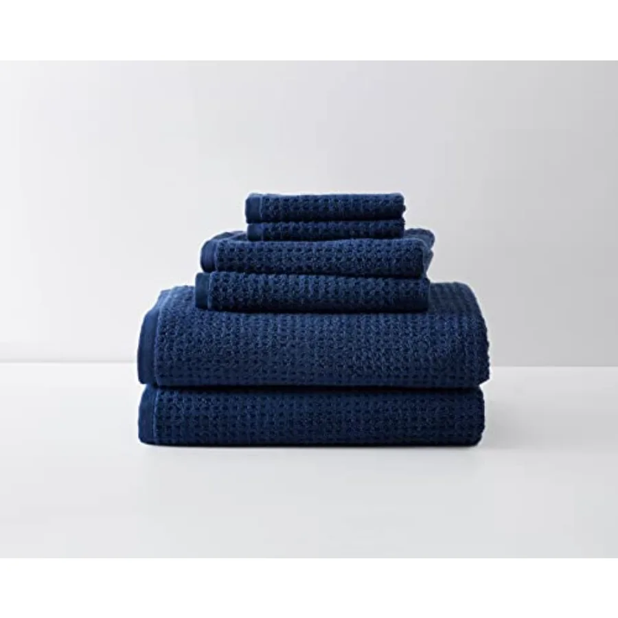Bath Towels, Highly Absorbent Cotton Bathroom Decor, Low Linting and Fade Resistant, Oeko-Tex Certified,6-Piece