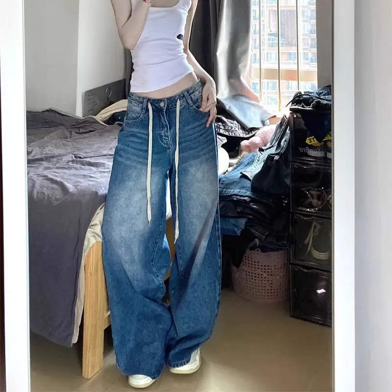 

Summer New Vintage High-Waisted Drawstring Jeans for Women2025Wide-leg pants with a drapey, floor-length design are stylish and