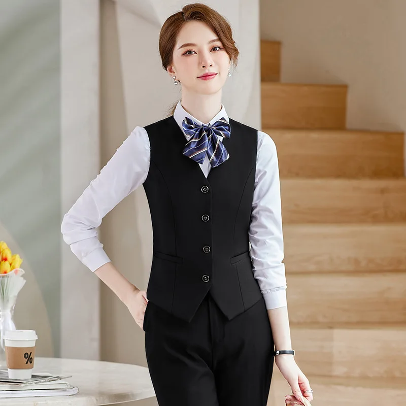 

Professional Vest Set for Women, Elegant High-End Workwear Vest, Outerwear for Interviews, Formal Hotel Front Desk Work Uniform
