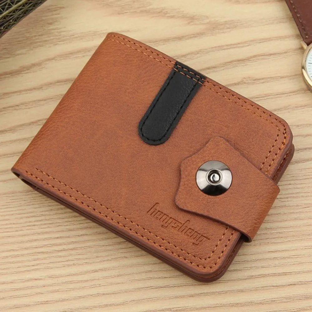 

Small Pocket Purse Men Short PU Wallet PU Leather Multifunction 2 Fold Wallets Credit Card Case ID Badge Holder