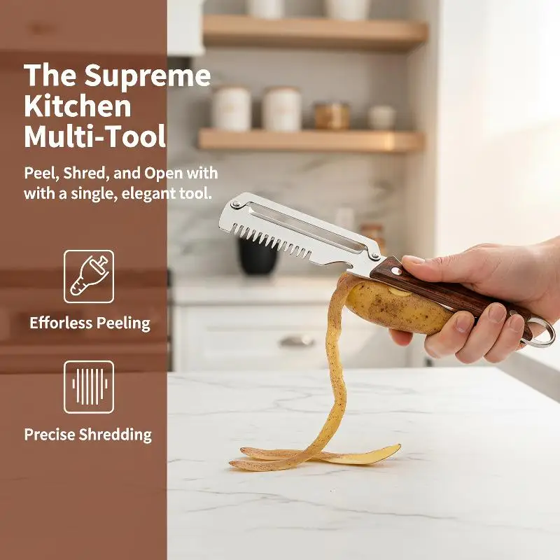 For Kitchen Shredding Peeling Bottle Opening Multifunctional Onion Slicer Sharp Rustproof Stainless Steel BladeUniversal Box