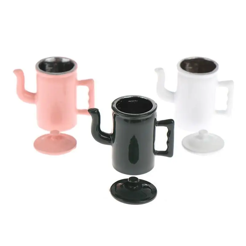 Bouilloire miniature pour maison de poupée 1:12, avec couvercle, modèles d'accessoires de cuisine pour décoration de maison de poupée, jouets de jeu pour enfants, cadeaux DIY