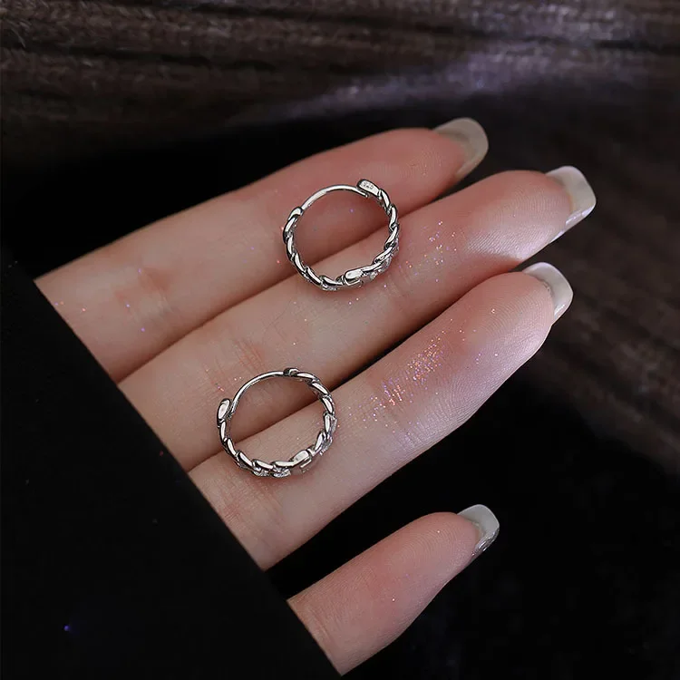 

925 Sterling Silver Chain hoop Earrings Simple Temperament Exquisite Hot Semale Sexy Jewelry Gift