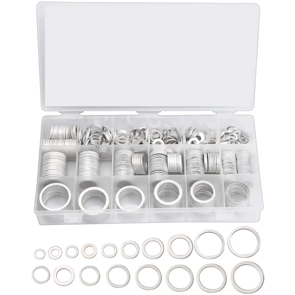 

508 pcs Oil Drain Plug Gasket Aluminum Washer Crush Seal Assortment Kit, Including 18 Sizes-M6 M8 M10 M12 M14 M16 M18 M22 M24